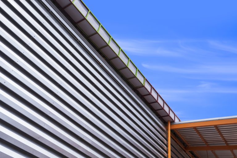 Gutter maintenance on a commercial building