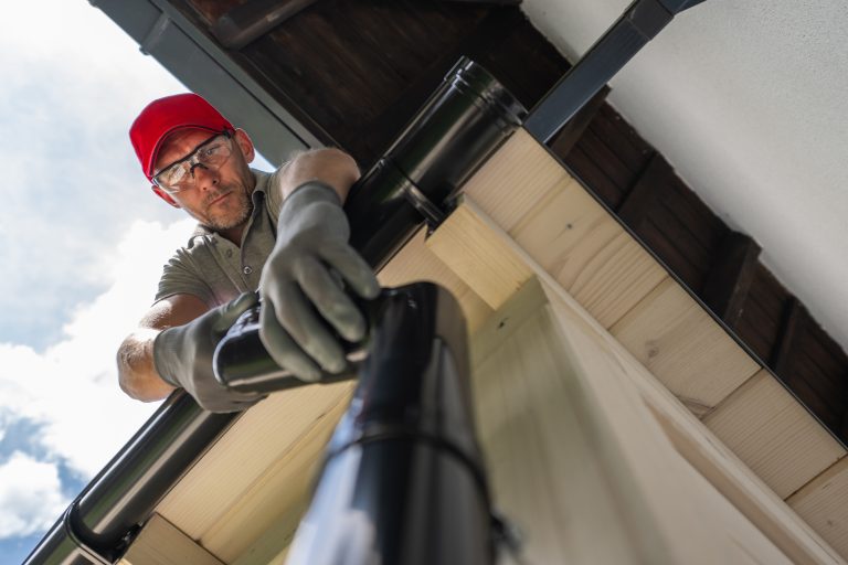 Large-scale commercial gutter system installation