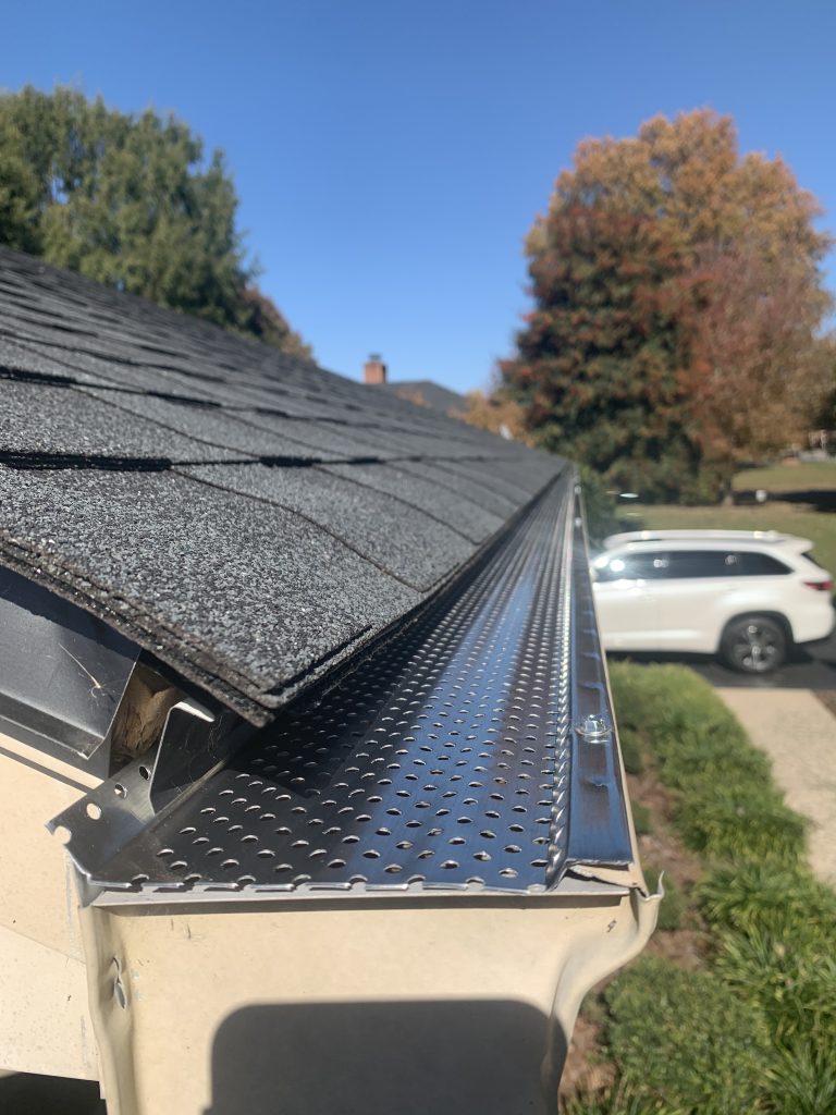 Installed leaf guard on a gutter system