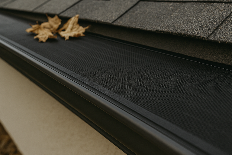 Close-up of MasterShield copper gutter guard in Lake Geneva